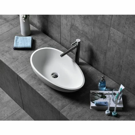 BERNSTEIN Vasque à Poser TWA65 En Fonte Minérale (Pure Acrylic) - En Blanc Ou En Noir - 60x35x16cm: Blanc Mat, Sans Bonde Pop Up, Sans Cache Supplémentaire 5 BERNSTEIN Vasque à Poser TWA65 En Fonte Minérale (Pure Acrylic) - En Blanc Ou En Noir - 60x35x16cm: Blanc Mat, Sans Bonde Pop Up, Sans Cache Supplémentaire – Image 3