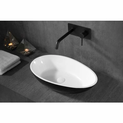 BERNSTEIN Vasque à Poser TWA65 En Fonte Minérale (Pure Acrylic) - En Blanc Ou En Noir - 60x35x16cm: Blanc Mat, Sans Bonde Pop Up, Sans Cache Supplémentaire 6 BERNSTEIN Vasque à Poser TWA65 En Fonte Minérale (Pure Acrylic) - En Blanc Ou En Noir - 60x35x16cm: Blanc Mat, Sans Bonde Pop Up, Sans Cache Supplémentaire – Image 4