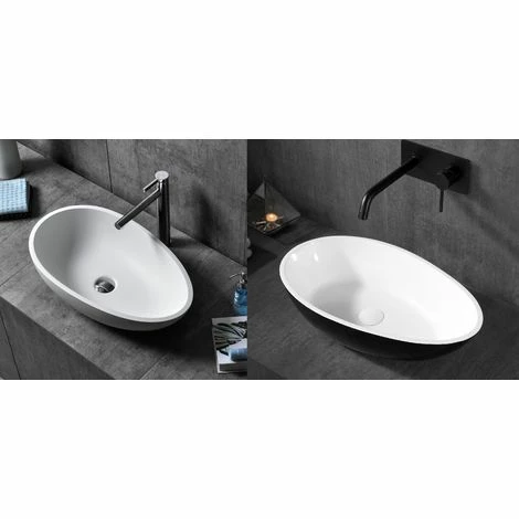 BERNSTEIN Vasque à Poser TWA65 En Fonte Minérale (Pure Acrylic) - En Blanc Ou En Noir - 60x35x16cm: Blanc Mat, Sans Bonde Pop Up, Sans Cache Supplémentaire 7 BERNSTEIN Vasque à Poser TWA65 En Fonte Minérale (Pure Acrylic) - En Blanc Ou En Noir - 60x35x16cm: Blanc Mat, Sans Bonde Pop Up, Sans Cache Supplémentaire – Image 5