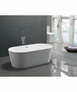 BERNSTEIN Baignoire îlot En Acrylique Blanc MIO - Dimensions Disponibles Et Robinetterie En Option: Sans Robinet Mitigeur, Sans Siphon, 160 X 75 Cm (de)