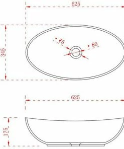 BERNSTEIN Vasque à Poser TWA63 En Pierre Solide (Solid Stone) - Haute Brillance - 62,5x34,5x17,5cm: Sans Bonde Pop Up, Sans Cache Supplémentaire -BERNSTEIN Shop 10583776 3