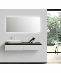 BERNSTEIN Ensemble De Salle De Bain Vision 1200 Blanc Mat - Miroir Et Vasque En Option: Sans Miroir, Sans Cache Supplémentaire, Sans Vasque à Poser