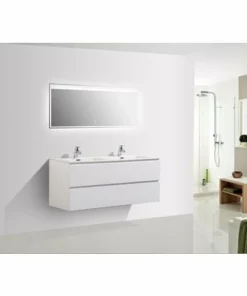 BERNSTEIN Meuble Salle De Bain Alice 1200 Blanc Mat - Miroir En Option: Sans Miroir, Brillant