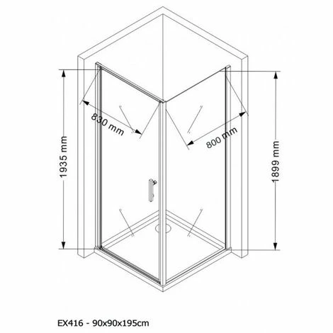 BERNSTEIN Paroi De Douche D'angle En Verre Véritable NANO EX416 - 90 X 90 X 195cm - Avec Receveur 7 BERNSTEIN Paroi De Douche D'angle En Verre Véritable NANO EX416 - 90 X 90 X 195cm - Avec Receveur – Image 5