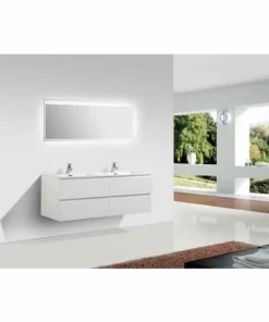 BERNSTEIN Meuble Salle De Bain Alice 1380 Blanc Mat - Miroir En Option: Sans Miroir, Brillant