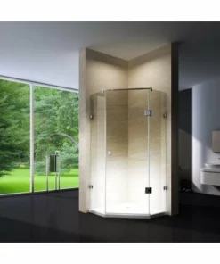 BERNSTEIN Paroi De Douche Pentagonale En Verre Véritable NANO EX415 - 100 X 100 X195cm - Avec Receveur