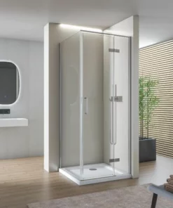 BERNSTEIN Paroi De Douche Fixe Et Porte Pivotante En Verre NANO Transparent - EX409 - 80 X 80 X 195 Cm: Montage à Gauche