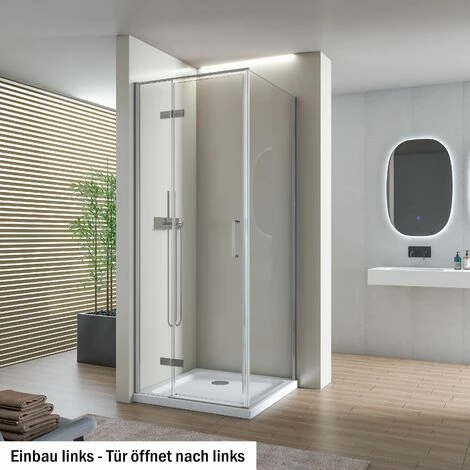 BERNSTEIN Paroi De Douche Fixe Et Porte Pivotante En Verre NANO Transparent - EX409 - 80 X 80 X 195 Cm: Montage à Gauche 4 BERNSTEIN Paroi De Douche Fixe Et Porte Pivotante En Verre NANO Transparent - EX409 - 80 X 80 X 195 Cm: Montage à Gauche – Image 2