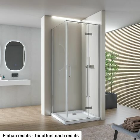 BERNSTEIN Paroi De Douche Fixe Et Porte Pivotante En Verre NANO Transparent - EX409 - 80 X 80 X 195 Cm: Montage à Gauche 5 BERNSTEIN Paroi De Douche Fixe Et Porte Pivotante En Verre NANO Transparent - EX409 - 80 X 80 X 195 Cm: Montage à Gauche – Image 3