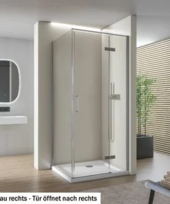 BERNSTEIN Paroi De Douche Fixe Et Porte Pivotante En Verre NANO Transparent - EX409 - 90 X 90 X 195 Cm: Montage à Droite -BERNSTEIN Shop 11010522 3