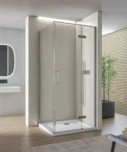 BERNSTEIN Paroi De Douche Fixe Et Porte Pivotante En Verre NANO Transparent - EX409 - 100 X 100 X 195 Cm: Montage à Gauche