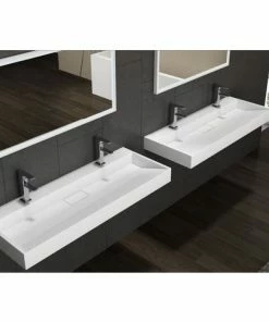 BERNSTEIN Lavabo Mural / Lavabo à Poser BS6001 -blanc- 2 Trous Pour Robinetterie- Largeur 120cm