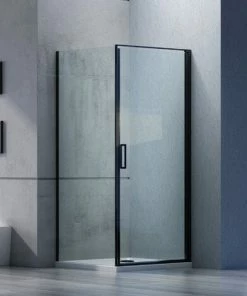 BERNSTEIN Paroi De Douche D'angle En Verre Véritable NANO De 6mm EX416S Noir - 90 X 90 X 195 Cm