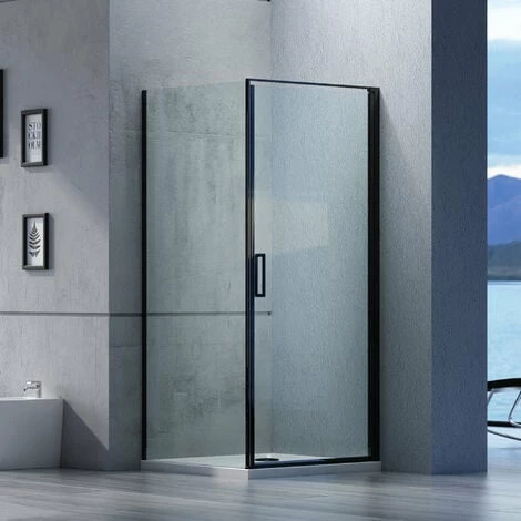 BERNSTEIN Paroi De Douche D'angle En Verre Véritable NANO De 6mm EX416S Noir - 90 X 90 X 195 Cm 3 BERNSTEIN Paroi De Douche D'angle En Verre Véritable NANO De 6mm EX416S Noir - 90 X 90 X 195 Cm