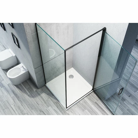 BERNSTEIN Paroi De Douche D'angle En Verre Véritable NANO De 6mm EX416S Noir - 90 X 90 X 195 Cm 4 BERNSTEIN Paroi De Douche D'angle En Verre Véritable NANO De 6mm EX416S Noir - 90 X 90 X 195 Cm – Image 2