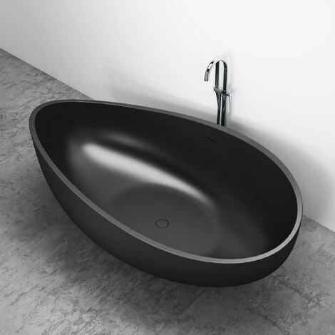 BERNSTEIN Baignoire îlot En Pierre Solide, Solide Surface, WAVE Noir Mat, 180 X 110cm 4 BERNSTEIN Baignoire îlot En Pierre Solide, Solide Surface, WAVE Noir Mat, 180 X 110cm – Image 2
