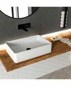 BERNSTEIN Lavabo De Comptoir PB2012 En Fonte Minérale - 60 X 40 X 15 Cm - Blanc Mat -BERNSTEIN Shop 11339378 5