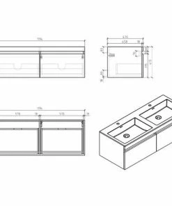 BERNSTEIN Ensemble Salle De Bain Easy 1200 Blanc - Façade Couleur Chêne Clair - En Option Miroir, Armoire De Toilette Et Meuble Mural: Sans Miroir, Sans Meuble Mural -BERNSTEIN Shop 11341800 5