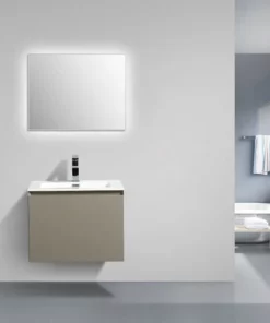 BERNSTEIN Meuble De Salle De Bain Luna 600 Gris Mat - Miroir En Option: Sans Miroir