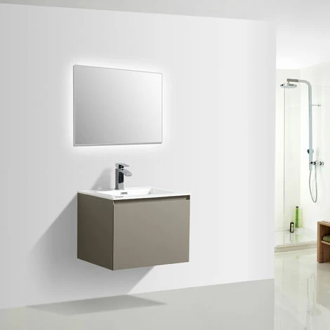 BERNSTEIN Meuble De Salle De Bain Luna 600 Gris Mat - Miroir En Option: Sans Miroir 4 BERNSTEIN Meuble De Salle De Bain Luna 600 Gris Mat - Miroir En Option: Sans Miroir – Image 2