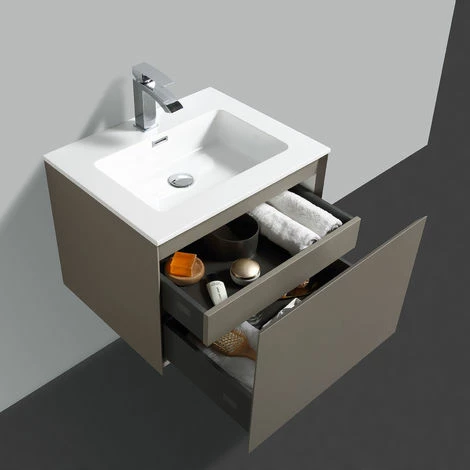 BERNSTEIN Meuble De Salle De Bain Luna 600 Gris Mat - Miroir En Option: Sans Miroir 6 BERNSTEIN Meuble De Salle De Bain Luna 600 Gris Mat - Miroir En Option: Sans Miroir – Image 4