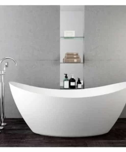 BERNSTEIN Baignoire îlot SIENA En Acrylique Sanitaire Blanc Mat - 173 X 73 X 75 Cm - Robinetterie En Option: Sans Robinet Mitigeur, Sans Siphon