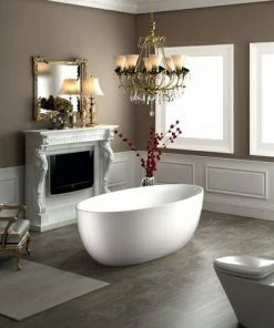 BERNSTEIN Baignoire îlot TERRA En Acrylique Sanitaire Blanc Mat - 186 X 88 X 60 Cm - Robinetterie En Option: Sans Robinet Mitigeur, Sans Siphon