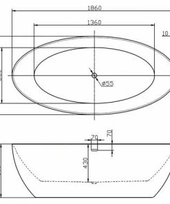 BERNSTEIN Baignoire îlot TERRA En Acrylique Sanitaire Blanc Mat - 186 X 88 X 60 Cm - Robinetterie En Option: Sans Robinet Mitigeur, Sans Siphon -BERNSTEIN Shop 11342015 5