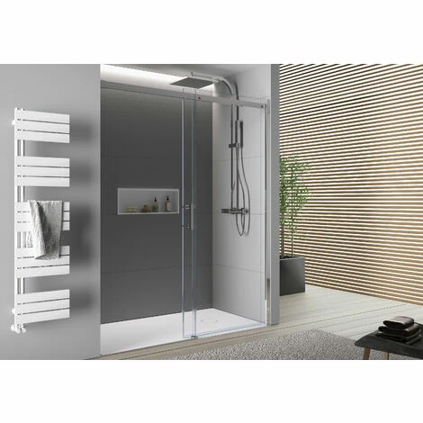 BERNSTEIN Paroi De Douche Fixe Et Porte Coulissante DX806A FLEX En Verre Véritable Traitement Nano - Largeur Sélectionnable: 100cm 4 BERNSTEIN Paroi De Douche Fixe Et Porte Coulissante DX806A FLEX En Verre Véritable Traitement Nano - Largeur Sélectionnable: 100cm – Image 2