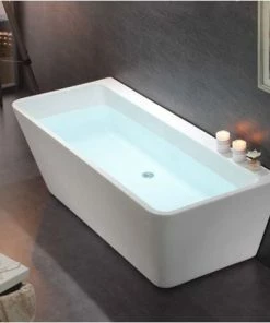 BERNSTEIN Baignoire îlot En Acrylique VENEZIA Blanc - 170x80cm - Avec Pop Up, Système D'évacuation Et De Trop Plein