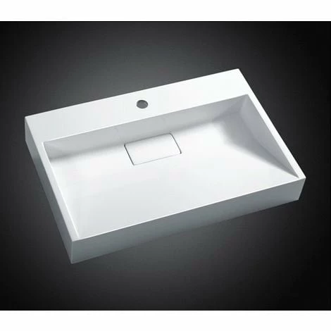 BERNSTEIN Lavabo Mural / Lavabo à Poser En Marbre Artificiel BS6001 - Blanc Brillant - Largeur Sélectionnable: 50cm - Sans Trou Prépercé 5 BERNSTEIN Lavabo Mural / Lavabo à Poser En Marbre Artificiel BS6001 - Blanc Brillant - Largeur Sélectionnable: 50cm - Sans Trou Prépercé – Image 3