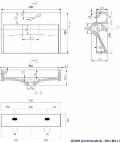 BERNSTEIN Lavabo Mural / Lavabo à Poser En Marbre Artificiel BS6001 - Blanc Brillant - Largeur Sélectionnable: 50cm - Sans Trou Prépercé 11 BERNSTEIN Lavabo Mural / Lavabo à Poser En Marbre Artificiel BS6001 - Blanc Brillant - Largeur Sélectionnable: 50cm - Sans Trou Prépercé -BERNSTEIN Shop 11342134 5