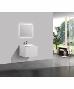 BERNSTEIN Meuble Salle De Bain Alice 600 Blanc Haute Brillance - Miroir En Option: Sans Miroir