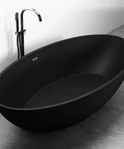 BERNSTEIN Baignoire îlot En Pierre Solide RELAX - Noir - 176x103cm