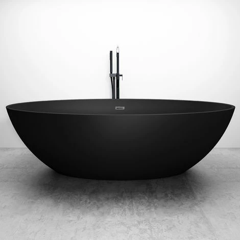 BERNSTEIN Baignoire îlot En Pierre Solide RELAX - Noir - 176x103cm 4 BERNSTEIN Baignoire îlot En Pierre Solide RELAX - Noir - 176x103cm – Image 2
