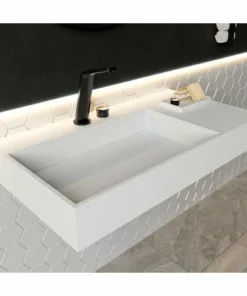 BERNSTEIN Vasque Rectangulaire à Suspendre PB2015, En Pierre Solide (Solid Stone) - 90 X 48 X 13cm