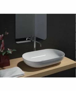 BERNSTEIN Vasque à Poser O-540 En Fonte Minérale (pierre De Synthèse) - En Blanc Brillant - 54 X 34 X 10,5 Cm: Sans Cache Supplémentaire