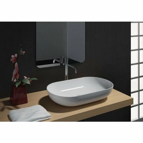 BERNSTEIN Vasque à Poser O-540 En Fonte Minérale (pierre De Synthèse) - En Blanc Brillant - 54 X 34 X 10,5 Cm: Sans Cache Supplémentaire 3 BERNSTEIN Vasque à Poser O-540 En Fonte Minérale (pierre De Synthèse) - En Blanc Brillant - 54 X 34 X 10,5 Cm: Sans Cache Supplémentaire