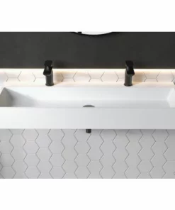 BERNSTEIN Vasque à Poser Ou A Suspendre PB2144-1 En Solid Surface (Solid Stone ) – Blanc Mat – 110 X 42 X 13 Cm -BERNSTEIN Shop 12180011 5