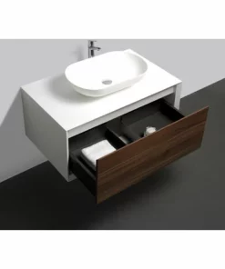 BERNSTEIN Ensemble De Salle De Bain Fiona 900 Blanc Mat - Façade Optique Noyer Foncé - Miroir Et Vasque En Option: Sans Miroir, Sans Cache Supplémentaire, Sans Vasque à Poser -BERNSTEIN Shop 12195751 3