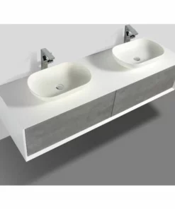 BERNSTEIN Ensemble De Salle De Bain En Bois MDF Fiona 1800 Blanc Mat - Façade Aspect Béton - Miroir Et Vasque En Option: Avec Miroir LED 2073, Sans Cache Supplémentaire, Sans Vasque à Poser 9 BERNSTEIN Ensemble De Salle De Bain En Bois MDF Fiona 1800 Blanc Mat - Façade Aspect Béton - Miroir Et Vasque En Option: Avec Miroir LED 2073, Sans Cache Supplémentaire, Sans Vasque à Poser -BERNSTEIN Shop 12195770 3