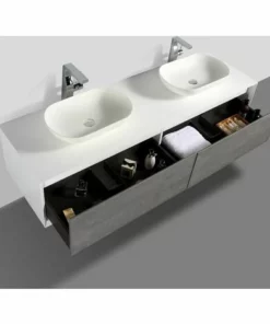 BERNSTEIN Ensemble De Salle De Bain En Bois MDF Fiona 1800 Blanc Mat - Façade Aspect Béton - Miroir Et Vasque En Option: Avec Miroir LED 2073, Sans Cache Supplémentaire, Sans Vasque à Poser 10 BERNSTEIN Ensemble De Salle De Bain En Bois MDF Fiona 1800 Blanc Mat - Façade Aspect Béton - Miroir Et Vasque En Option: Avec Miroir LED 2073, Sans Cache Supplémentaire, Sans Vasque à Poser -BERNSTEIN Shop 12195770 4