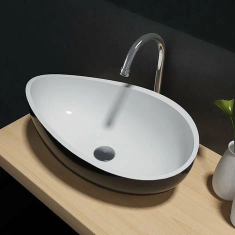 BERNSTEIN Vasque à Poser Wave PB2001B En Pierre Solide (Solid Stone) – 60 X 37 X 21 Cm - Couleur En Option: Noir / Blanc, Avec Cache Supplémentaire Noir 3 BERNSTEIN Vasque à Poser Wave PB2001B En Pierre Solide (Solid Stone) – 60 X 37 X 21 Cm - Couleur En Option: Noir / Blanc, Avec Cache Supplémentaire Noir