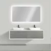 BERNSTEIN Ensemble De Salle De Bain En Bois MDF Fiona 1600 Blanc Mat - Façade Aspect Béton - Miroir Et Vasque En Option: Avec Miroir LED 2073, Sans Cache Supplémentaire, Sans Vasque à Poser -BERNSTEIN Shop 12305035 1