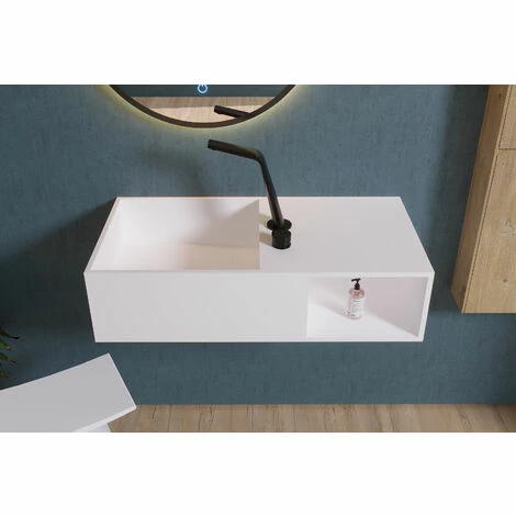 BERNSTEIN Lavabo Suspendu Avec Espace De Rangement PB2037 - 80 X 40 X 20cm En Résine De Synthèse (Solid Stone) 7 BERNSTEIN Lavabo Suspendu Avec Espace De Rangement PB2037 - 80 X 40 X 20cm En Résine De Synthèse (Solid Stone) – Image 5