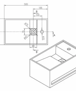 BERNSTEIN Lavabo Mural PB2078 En Pierre Solide (Solid Surface) - 50 X 30 X 22 Cm - Blanc Mat - Avec Porte-serviettes Intégré -BERNSTEIN Shop 12923411 3