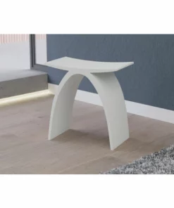BERNSTEIN Tabouret De Douche PB4001 En Fonte Minérale - Blanc Mat