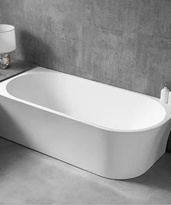 BERNSTEIN Baignoire îlot NOVA CORNER En Acrylique Sanitaire Blanc - Installation à Gauche -170 X 78 Cm - Robinetterie En Option: Sans Robinet Mitigeur, Sans Siphon