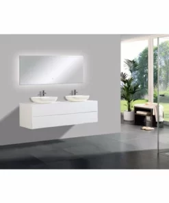 BERNSTEIN Ensemble De Salle De Bain Milou 1600 Blanc Mat - Miroir Et Vasque En Option: Sans Miroir, Sans Cache Supplémentaire, Sans Vasque à Poser