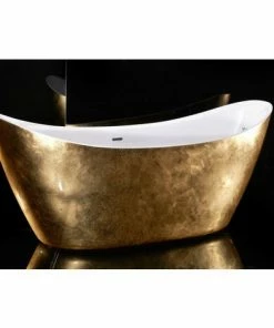 BERNSTEIN Baignoire îlot En Acrylique Sanitaire Effet Feuille D'or SIENA - 173 X 73 X 75 Cm -BERNSTEIN Shop 15903732 3